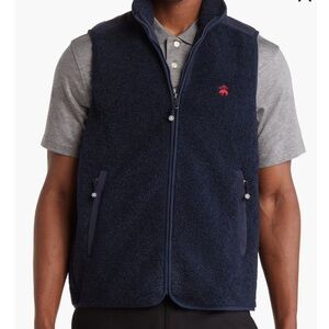 Brooks Brothers Men's Fleece Vest Size Large L Navy Blue Zipper Front NWT